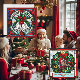 Silver Bells Rotes Ribbon Imitate gestanzt Glas