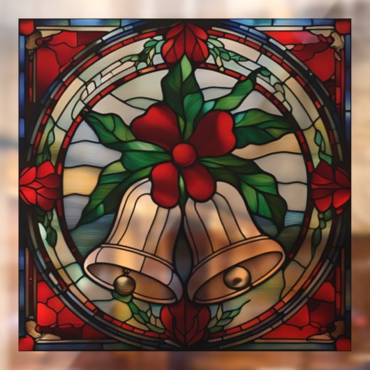 Silver Bells Rotes Ribbon Imitate gestanzt Glas Fensteraufkleber (Blatt 2)