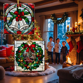 Silver Bells Rotes Ribbon Imitate gestanzt Glas Keramikornament