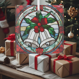 Silver Bells Rotes Ribbon Imitate gestanzt Glas Ornament Aus Glas