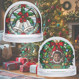 Silver Bells Rotes Ribbon Imitate gestanzt Glas Schneekugeln