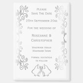 Silver Bells Scroll Design Wedding Save the Date Magnet (Vorderseite)