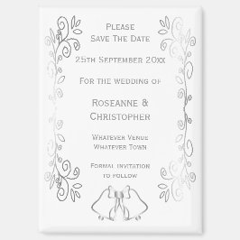 Silver Bells Scroll Design Wedding Save the Date Magnet