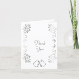 Silver Bells Scrollwork Design Wedding Dankeskarte