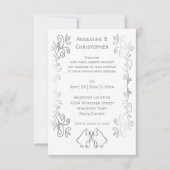 Silver Bells Scrollwork Design Wedding Einladung (Vorderseite)