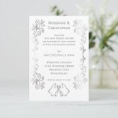 Silver Bells Scrollwork Design Wedding Einladung (Stehend Vorderseite)