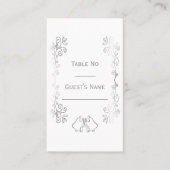 Silver Bells Scrollwork Design Wedding Platzkarte (Vorderseite)