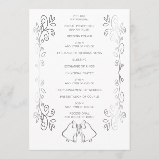 Silver Bells Scrollwork Design Wedding Programm (Rückseite)