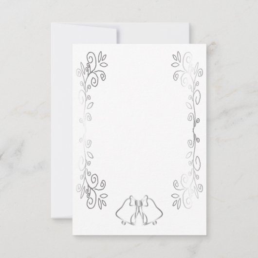Silver Bells Scrollwork Design Wedding RSVP Karte (Rückseite)