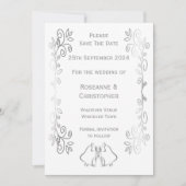 Silver Bells Scrollwork Design Wedding Save The Date (Vorderseite)