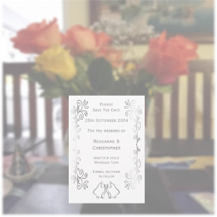 Silver Bells Scrollwork Design Wedding Save The Date