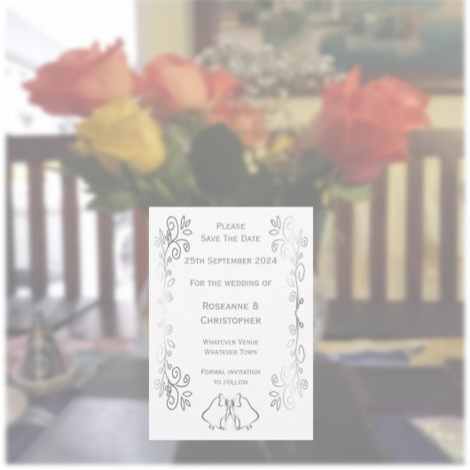 Silver Bells Scrollwork Design Wedding Save The Date