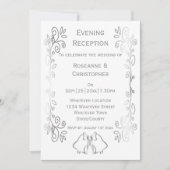 Silver Bells Scrollwork Hochzeitsempfang Einladung (Vorderseite)