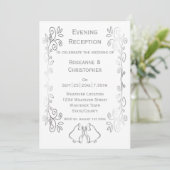 Silver Bells Scrollwork Hochzeitsempfang Einladung (Stehend Vorderseite)