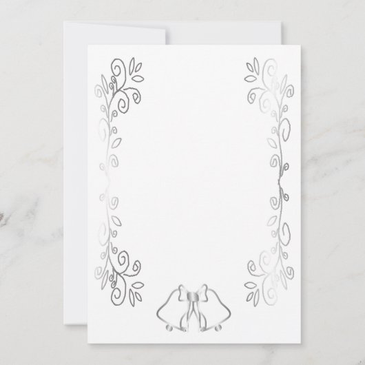 Silver Bells Scrollwork Hochzeitsempfang Einladung (Rückseite)