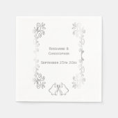 Silver Bells Scrollwork Hochzeitsempfang Serviette (Vorderseite)
