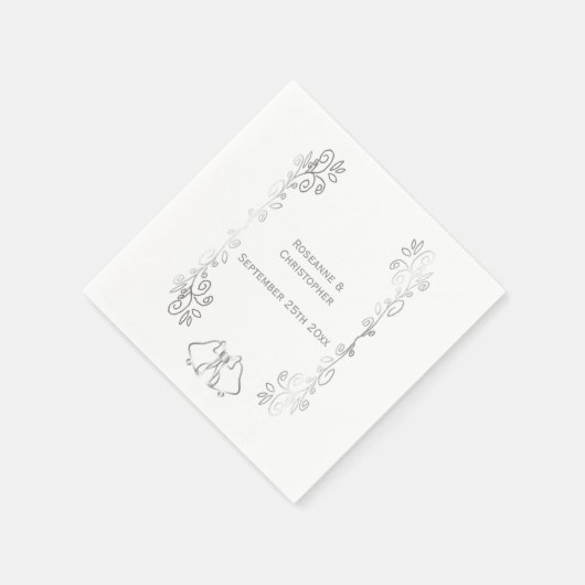 Silver Bells Scrollwork Hochzeitsempfang Serviette (Ecke)
