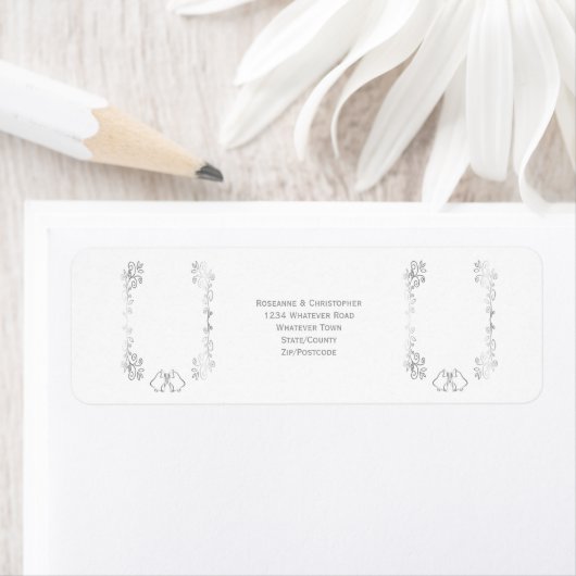 Silver Bells Scrollwork Wedding Rücksendeadresse (Insitu)