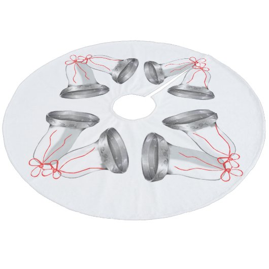 Silver Bells Tree Skirt Fleece Weihnachtsbaumdecke (Schrägansicht)