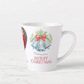 Silver bells watercolor red bow photo christmas  milchtasse (Rechts)