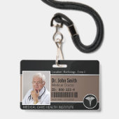 Silver Beruflich Medical Caduceus Foto ID Ausweis (Vorderseite mit Lanyard)