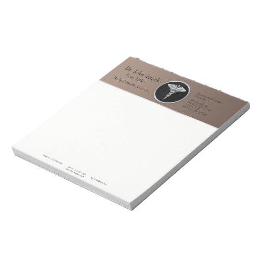 Silver Beruflich Medical Caduceus - Notepad Notizblock (Rotiert)
