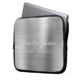 Silver Beruflich Metallic Monogram Business Laptopschutzhülle (Vorderseite Links)