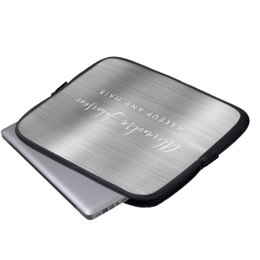 Silver Beruflich Metallic Monogram Business Laptopschutzhülle (Vorne Knopf)