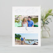 Silver Better Together Quote 2 Photos Wedding Folieneinladung (Stehend vorne)
