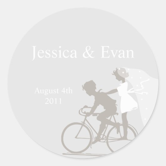 Silver Bicycle Couple Wedding Sticker (Vorderseite)