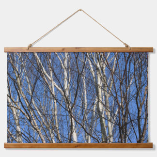 Silver Birch Branches Wandteppich Mit Holzrahmen