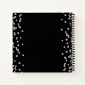 Silver Birthday Guestbook Glitzer Confetti Black Notizblock (Rückseite)