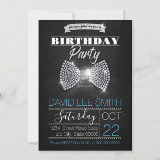 Silver Birthday Party Diamonds bow-Krawatte Einladung