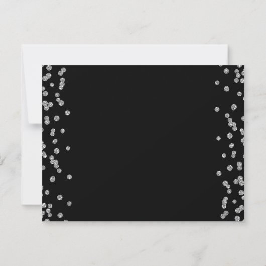 Silver Birthday Rett Date Glitzer Confetti Black Save The Date (Rückseite)