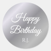 Silver Birthday Sticker | Custom Monogram (Vorderseite)