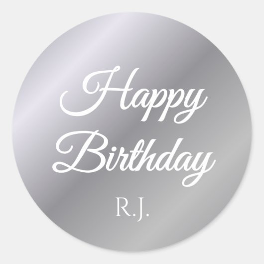 Silver Birthday Sticker | Custom Monogram (Vorderseite)