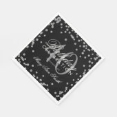 Silver Black 40. Geburtstag Glitzer Confetti Serviette (Ecke)