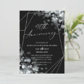 Silver & Black 40. Hochzeitstag Einladung (Stehend Vorderseite)