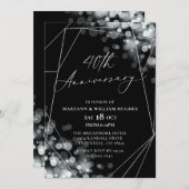 Silver & Black 40. Hochzeitstag Einladung (Vorne/Hinten)