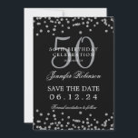 Silver Black 50. Geburtstag Save the Date Confetti Einladung<br><div class="desc">Elegantes "50th Birthday Party" Design mit Imitats Glitzer Konfetti und Details Text. Einfach zu bedienen und leicht zu personalisieren. Bestelle noch heute!</div>