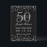 Silver Black 50. Geburtstag Save the Date & Detail Einladung<br><div class="desc">Elegantes "50th Birthday Party" Design mit Imitats Glitzer Konfetti & Details Text. Einfach zu bedienen und leicht zu personalisieren. Bestelle noch heute!</div>