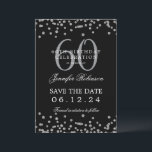 Silver Black 60. Geburtstag Save the Date Confetti Einladung<br><div class="desc">Elegantes "60th Birthday Party" Design mit Imitats Glitzer Konfetti und Details Text. Einfach zu bedienen und leicht zu personalisieren. Bestelle noch heute!</div>