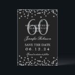Silver Black 60. Geburtstag Save the Date & Detail Einladung<br><div class="desc">Elegantes "60th Birthday Party" Design mit Imitats Glitzer Konfetti & Details Text. Einfach zu bedienen und leicht zu personalisieren. Bestelle noch heute!</div>