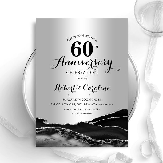 Silver Black 60. Jahrestag Einladung