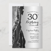Silver Black Agate 30. Geburtstag Einladung (Vorderseite)