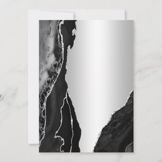 Silver Black Agate 70. Geburtstag Einladung (Rückseite)