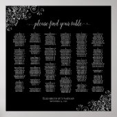 Silver & Black Alphabetical Wedding Seating Chart Poster (Vorne)
