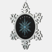Silver Black and Blue Custom Snowflake Schneeflocken Zinn-Ornament (Rechts)