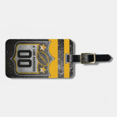 Silver Black and Gold Glitzer Football Jersey Gepäckanhänger (Vorderseite horizontal)