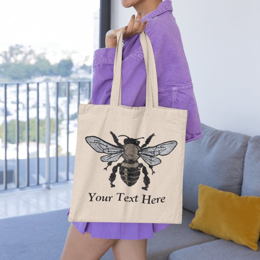 Silver Black and Gold Sparkle Bee Tote Bag Tragetasche